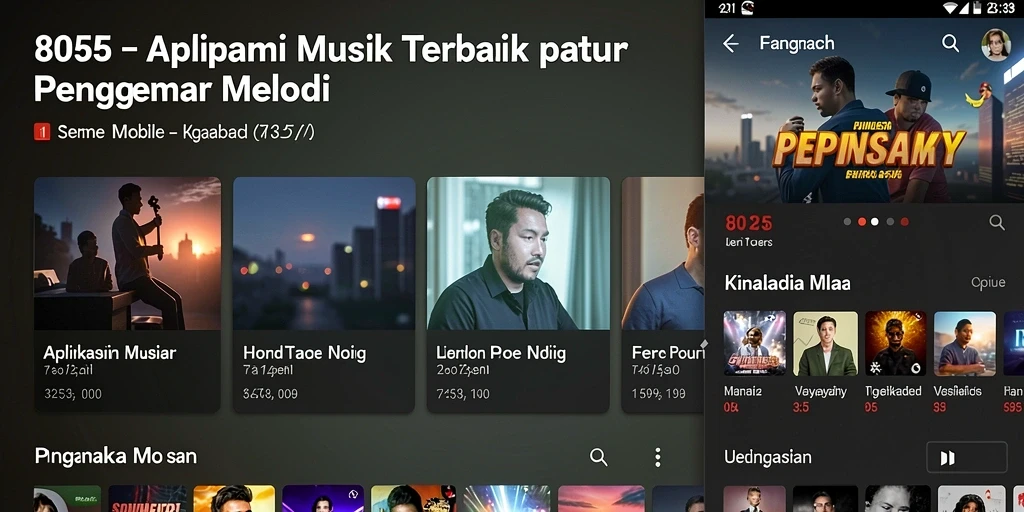 Tampilan utama 8055 dengan berbagai pilihan lagu Musik.