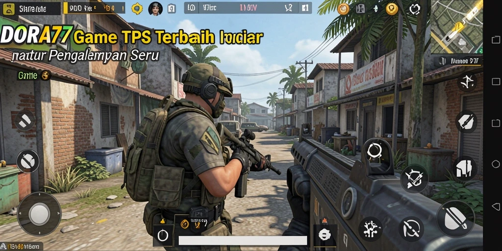 Screenshot DORA77 memperlihatkan aksi tembak-menembak yang intens.