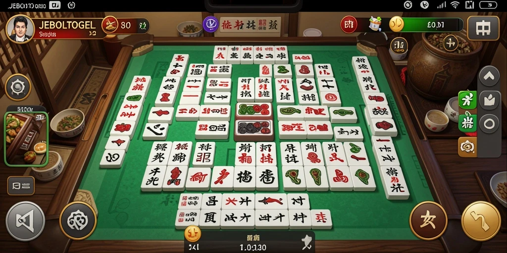 Screenshot JEBOLTOGEL menampilkan gameplay Mahjong yang seru.