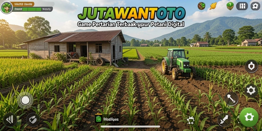 Tampilan gameplay JUTAWANTOTO dengan lahan pertanian yang subur.