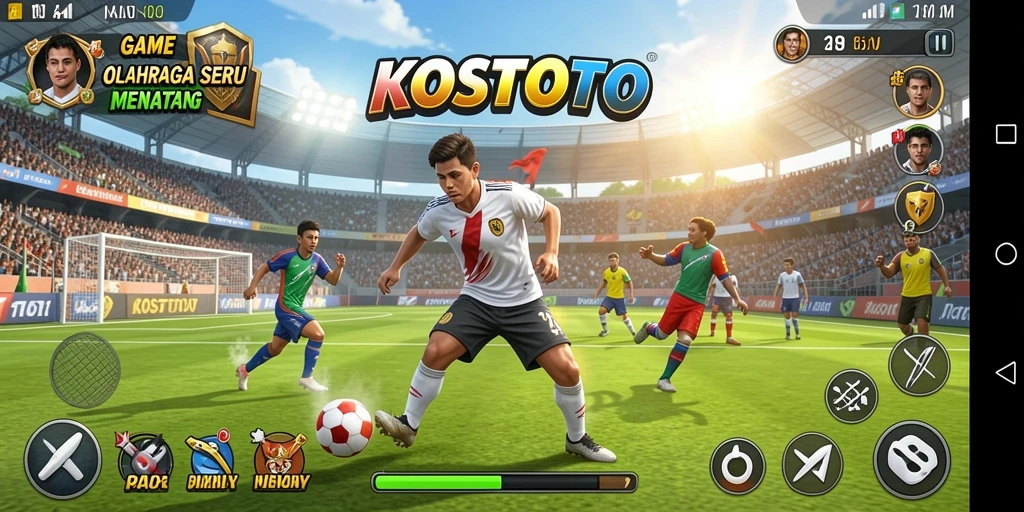 Screenshot KOSTOTO menampilkan aksi olahraga yang menegangkan dan menarik.