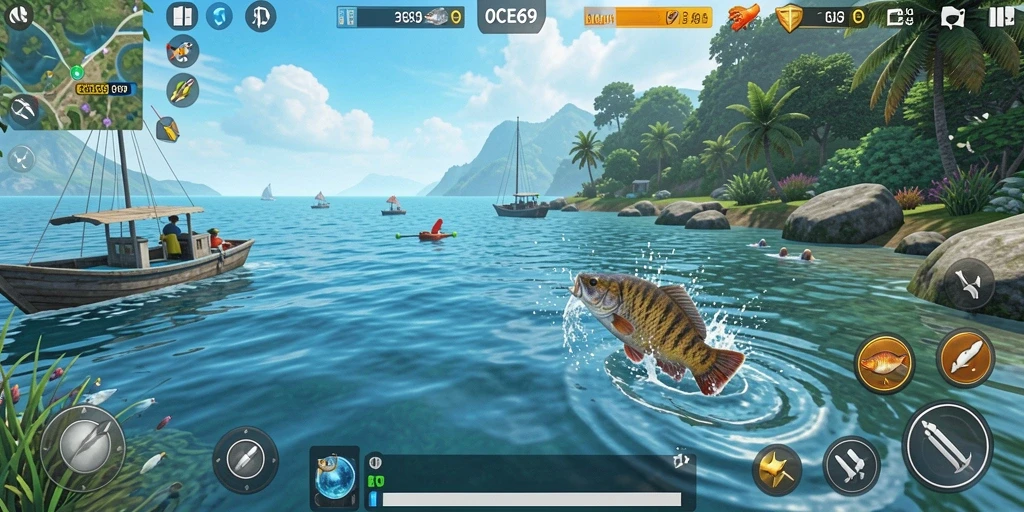 Tangkapan ikan yang beragam dalam gameplay OCE69.