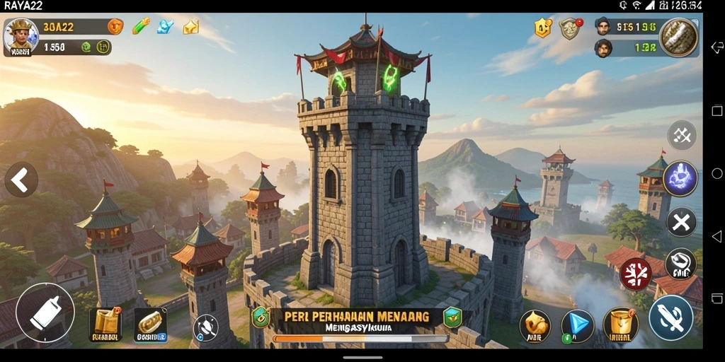 Tampilan menarik dari gameplay Tower Defense RAYA22 yang seru.