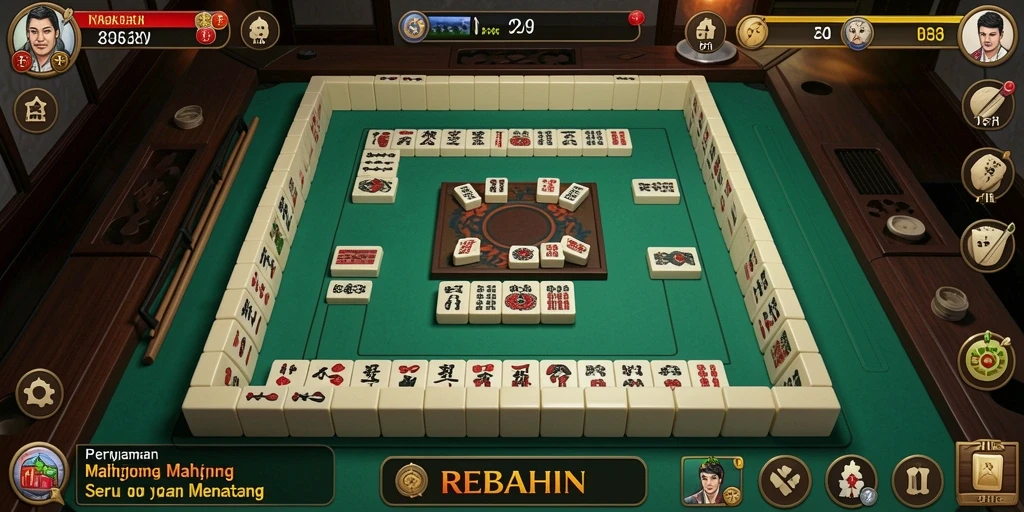 Tampilan gameplay menantang dalam permainan Mahjong REBAHIN.