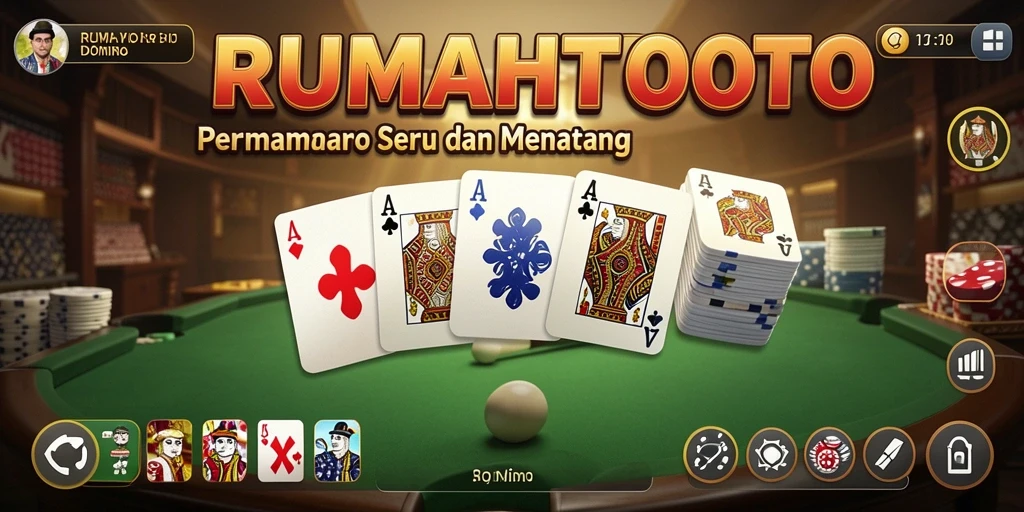 Tampilan gameplay menarik dari RUMAHTOTO yang membuat bermain domino semakin seru.