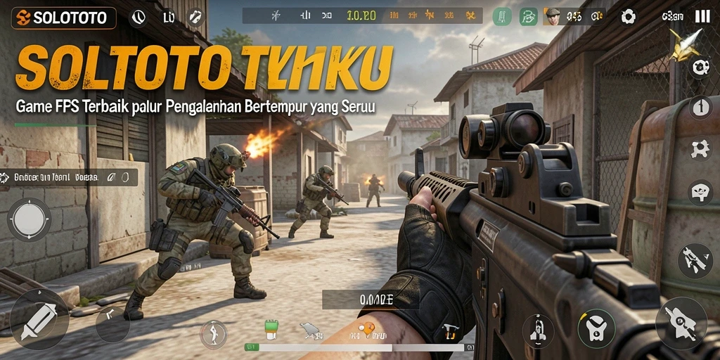 Screenshot gameplay SOLOTOTO menampilkan aksi tembak-menembak yang seru.
