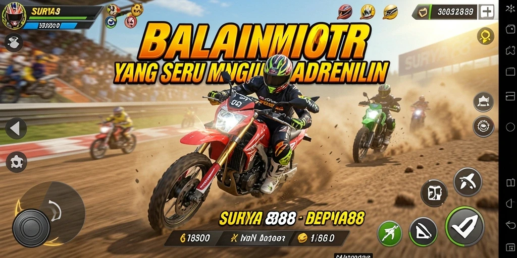 Gambaran gameplay balap motor yang mendebarkan dalam SURYA88.