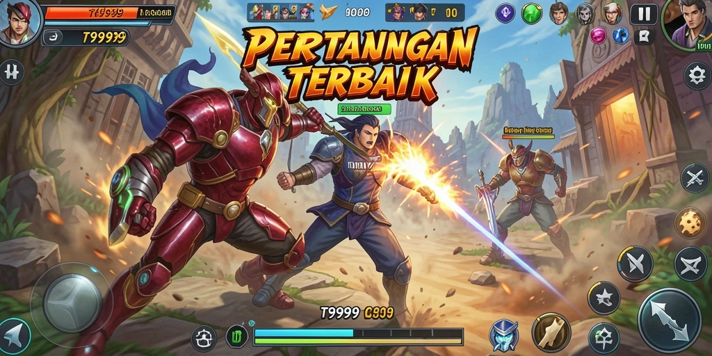 Tangkapan layar T9999 menampilkan aksi pertarungan yang penuh semangat.