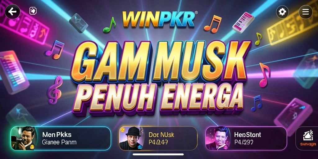 Tampilan gameplay WINPKR yang menarik dengan lagu-lagu musik.